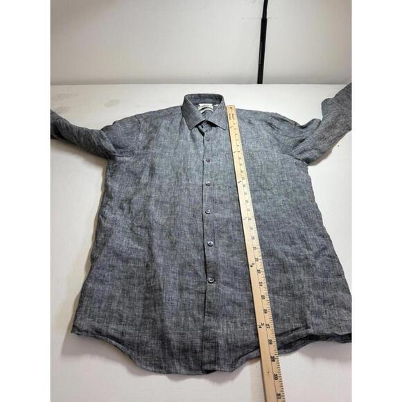 Wills Huckberry Linen Shirt 15 3/4 Button Up Lightweight Long Sleeve Gray - Picture 6 of 6